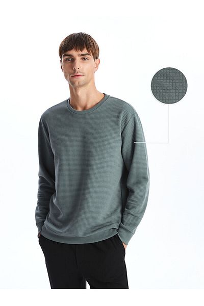 LC Waikiki Lcwk Мъжки суичър с дълги ръкави с кръгло деколте