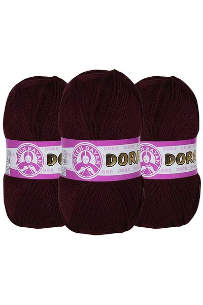 Ören Bayan Dora Claret Red Knitted Thread - 035 3-Piece Dress Set