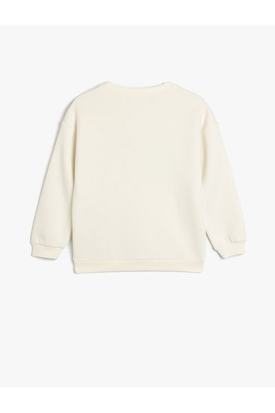 Koton Langärmliges Raster-Sweatshirt mit Ski-Print – Rundhalsausschnitt