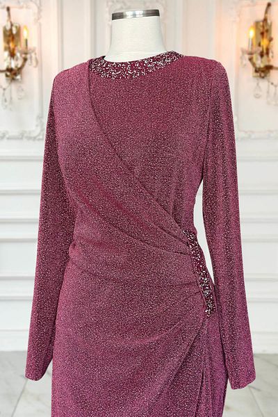 Amine Hüma Βραδινό φόρεμα Dusty Rose Simay Hijab