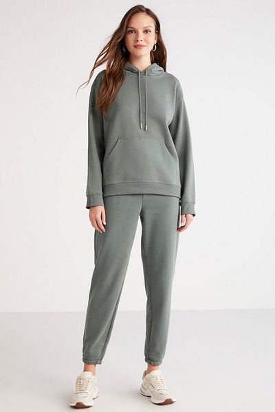GRIMELANGE MIRAI Weiche grüne Damen-Jogginghose mit Fleece-Innenseite