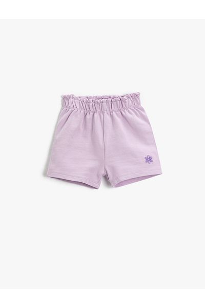 Koton Basic Shorts Elastic Waist Cotton with Embroidery Detail