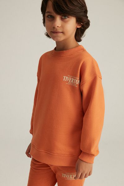 GRIMELANGE Skylar Jungen-Trainingsanzug-Set in Orange mit 3-fädigem Raster-Detail auf der Vorderseite und Rückseite