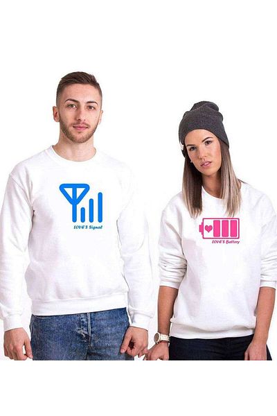 Tshirthane Battary Signal Lover Combos Sweatshirt Couple Combination