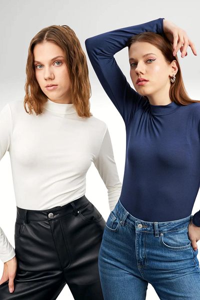 Bipantolon Γυναικείο σώμα 2 τεμαχίων Navy Blue White