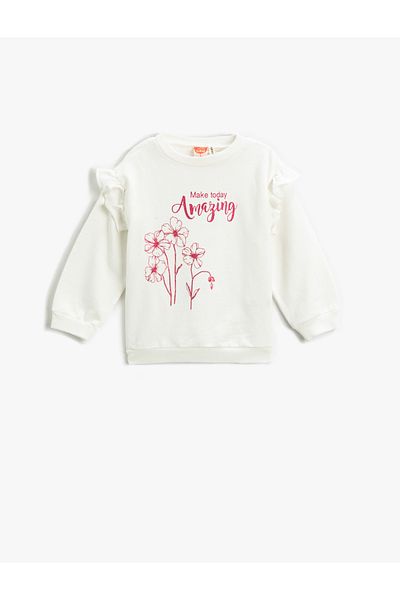 Koton Ruffle Printed Sweatshirt