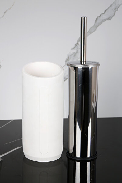 betonmall 2 bucăți perie decorativă pentru toaletă din beton Suport metalic pentru perie WC