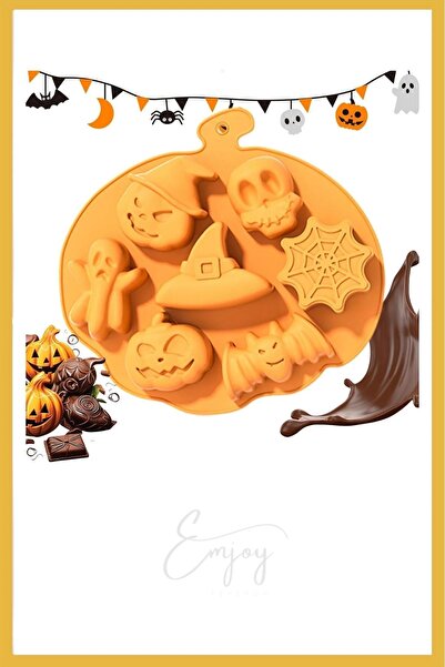 ENJOYPEPERON Cadılar Bayramı Halloween Temalı Silikon Kurabiye Çikolata Kek Sabun Kalıbı 3D