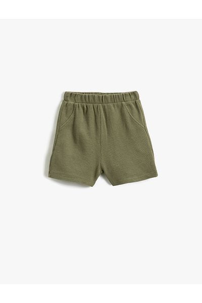 Koton Basic Shorts Textured Pockets Elastic Waist