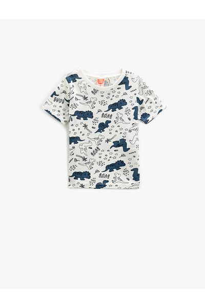 Koton Dinosaur Printed Short Sleeve T-Shirt Crew Neck