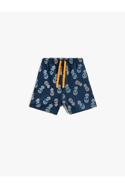 Koton Pineapple Printed Shorts with Tie Waist