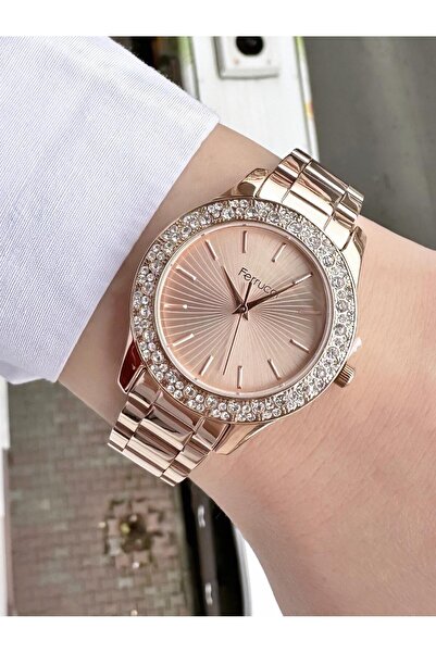 Ferrucci Women's Rose Gold Jewelled Glittering Dial - Elegant Wristwatch with...