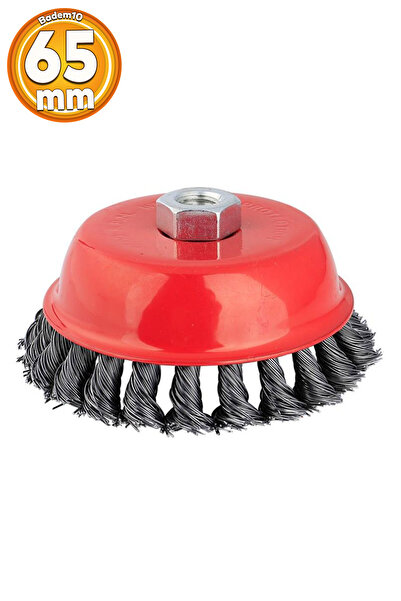 Badem10 65 mm M14 Çanak Fırça Burgulu Paslanmaz Pas Kir Boya Kazıma Temizleme...