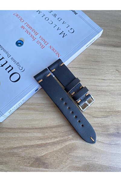 Prizma El Dikişi Koyu Kahverengi Taba Dikiş Gerçek Deri Saat Kordonu. Hakiki ...