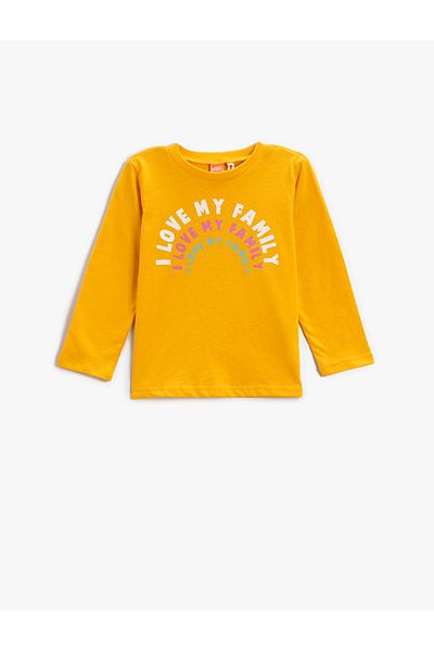 Koton Slogan Printed T-Shirt Long Sleeve Crew Neck Cotton
