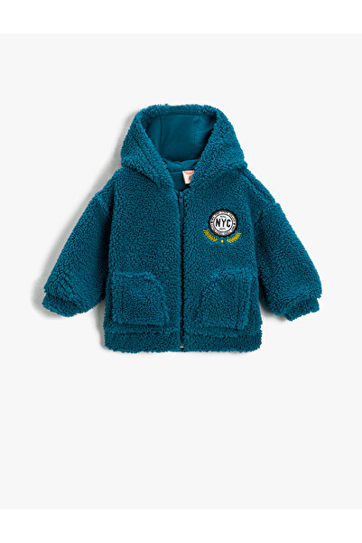 Koton Плюшена жилетка с качулка и цип