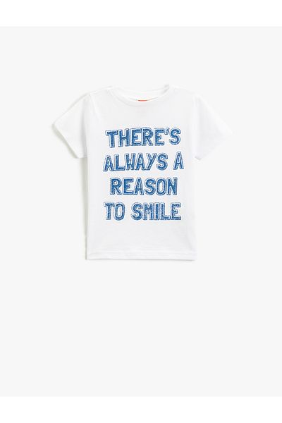Koton Printed Short Sleeve T-Shirt Crew Neck