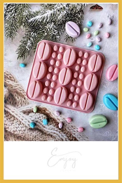 ENJOYPEPERON Yeni Büyük ve Küçük Kahve Çekirdeği Silikon Buz Çikolata  Şeker Jöle Kalıbı - 3D Silikon Kalıp