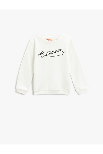 Koton Ataturk Signature Printed Sweatshirt Cotton