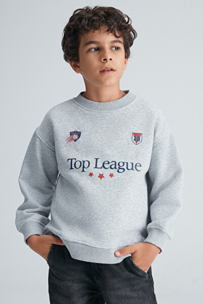 GRIMELANGE Weiches, warmes Grimelange-Sweatshirt für Jungen von Leonard mit 3-fädigem Raised-Print auf der Vorderseite