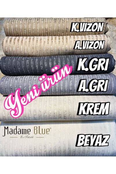 Madame Blue غطاء أريكة سرير مخملي مخطط من الخيزران 170x210 سم 12 لونًا