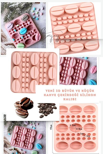 ENJOYPEPERON Yeni Büyük ve Küçük Kahve Çekirdeği Silikon Buz Çikolata  Şeker Jöle Kalıbı - 3D Silikon Kalıp