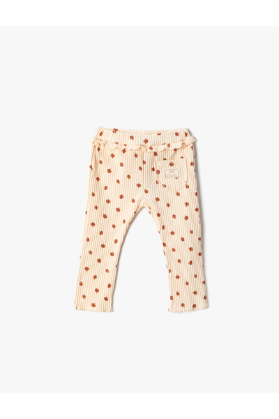 Koton Gerippte Leggings mit Rüschen und Pilzmuster und elastischem Bund