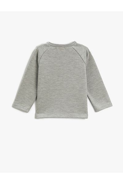 Koton Basic Ribbed Button Detailed Sweatshirt Cotton