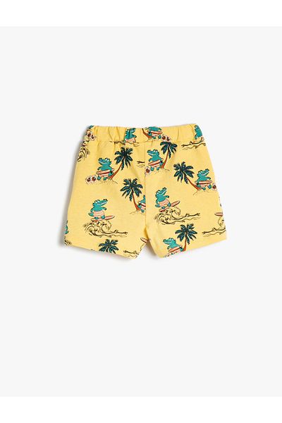 Koton Shorts Tie Waist Pocket Crocodile Printed Cotton