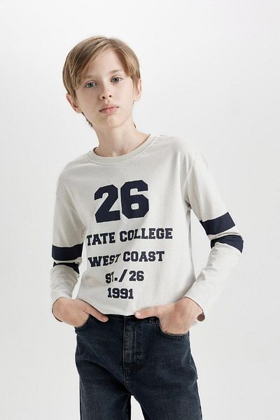 DeFacto DFC - Tricou cu mânecă lungă pentru băieți, cu croiala normală