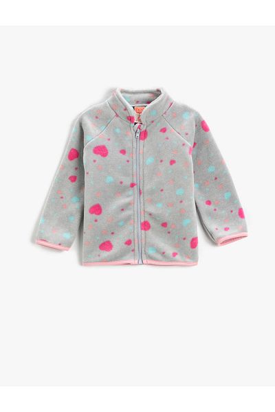 Koton Plush Cardigan Stand Collar Zippered