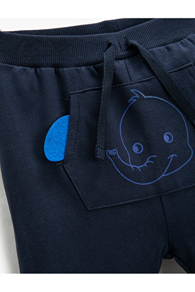 Koton Jogger Eşofman Altı Fil Baskılı Kanguru Cepli Beli Bağlamalı