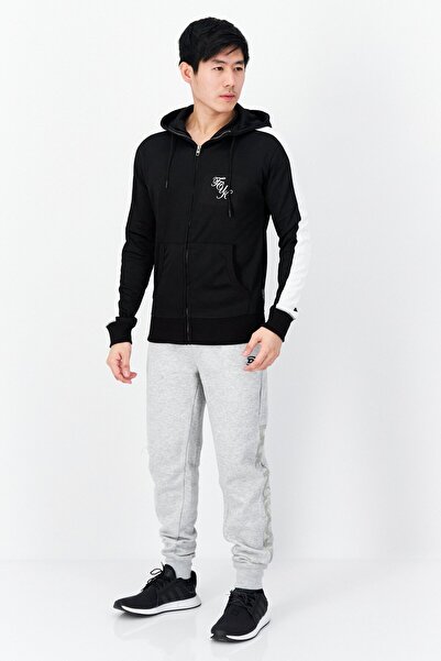 French Connection Men Hood With Drawstring Printed Long Sleeve Sweatshirts, Black