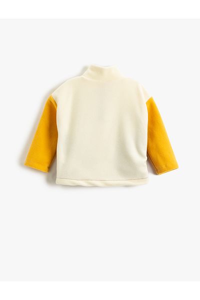 Koton Polar Sweatshirt High Collar Snap Button Detailed Color Contrast Pocket