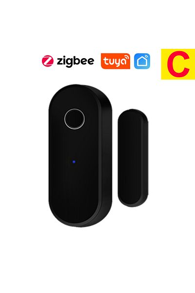 Choice الخيار C Tuya Smart Zigbee مستشعر الباب وكاشف فتح وإغلاق نافذة الباب ونظام أمان المنزل الذكي باللون الأسود