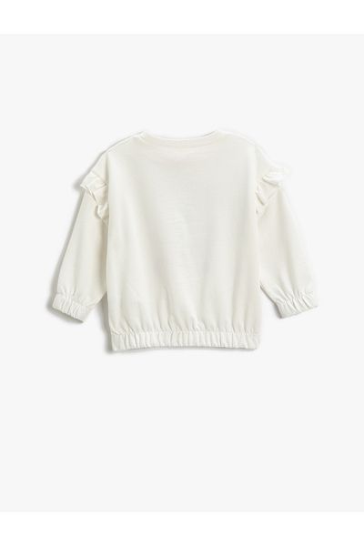 Koton Sweatshirt New Year Themed Ruffle Long Sleeve Cotton