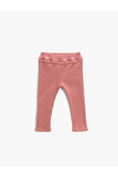 Koton Ribbed Leggings with Ruffle Detail and Elastic Waist