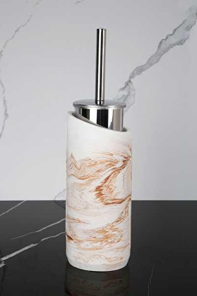 betonmall 2 piese Marmură Perie Toaletă Beton Suport metalic pentru perie WC