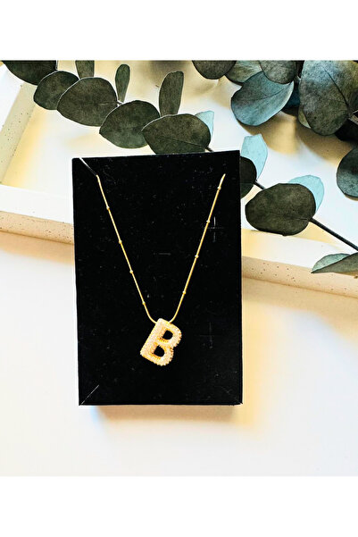 Çelik Arya Jewelry 316l Kadın Kararma Yapmaz Taşlı Balon Harf Kolye