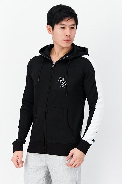 French Connection Men Hood With Drawstring Printed Long Sleeve Sweatshirts, Black