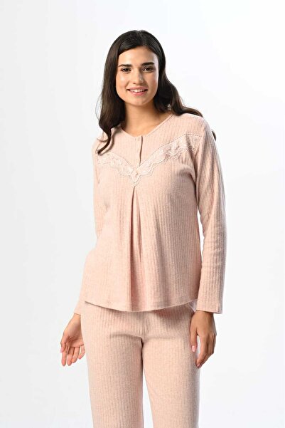 Marilyn Club Σετ γυναικεία πιτζάμες με μακρυμάνικο βαμβακερό γιακά με κουμπιά