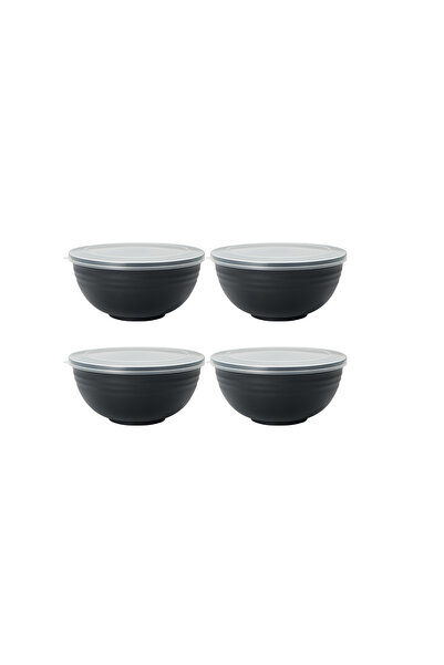 Choice 4pc-black 2/4/6pcs Black plastic bowl with lid reusable for home kitchen restaurant RV Camping Work