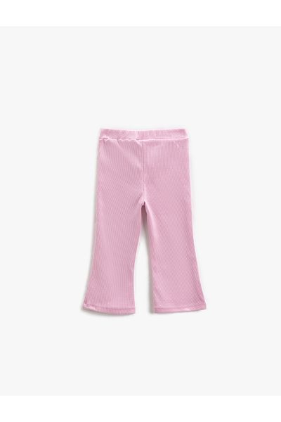 Koton Flared Leg Leggings Ribbed Single Pocket Detailed Elastic Waist