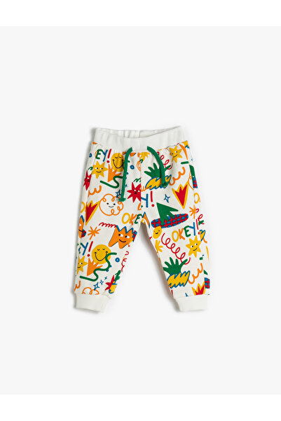 Koton Спортни панталони Jogger Tie Waist Printed Cotton
