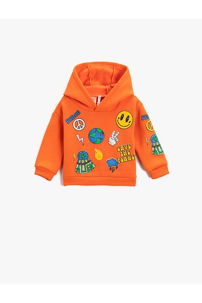 Koton Printed Oversize Hooded Sweatshirt