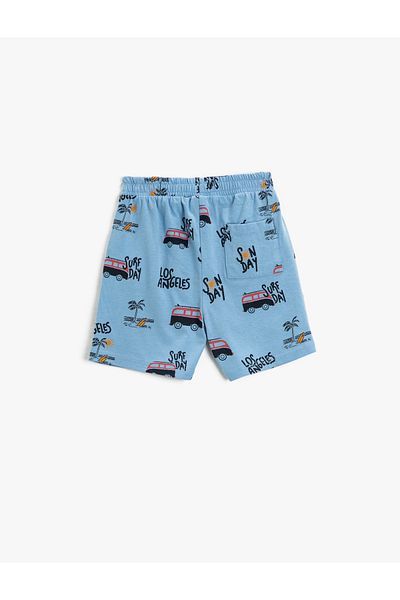 Koton Shorts Tie Waist Elastic Car Printed Pocket Cotton