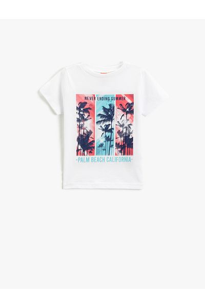 Koton Short Sleeve T-Shirt Crew Neck Printed