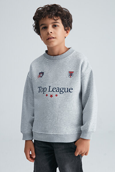 GRIMELANGE Weiches, warmes Grimelange-Sweatshirt für Jungen von Leonard mit 3-fädigem Raised-Print auf der Vorderseite