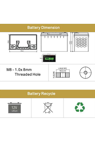 ORBUS Lityum Akü 12.8V 100AH LiFePO4 - ORB 12.8-100