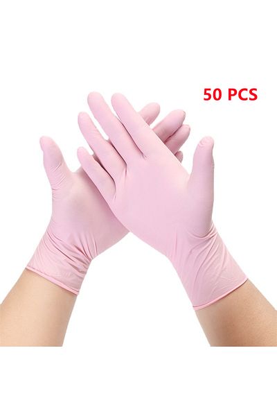 Choice S Pink 50pcs 50pcs Pink Nitrile Gloves Disposable Powder Free Household Cleaning Gloves For Kitchen